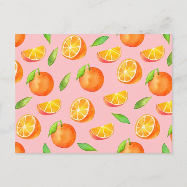 Carte Postale Motif d'oranges aquarelles (Devant)