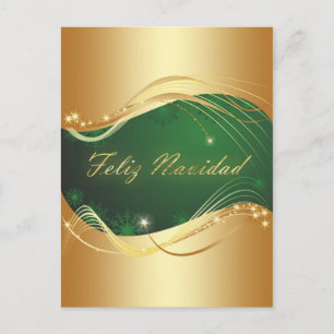 Carte Postale Motif doré de Noël avec fond vert