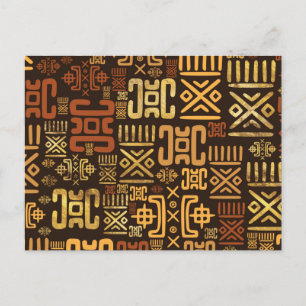 Carte Postale Motif d'origine africaine- marron et or #8