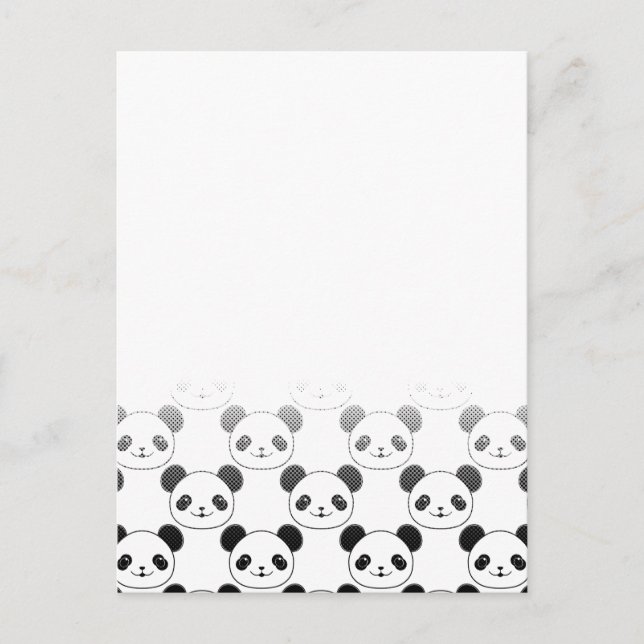 Carte Postale Motif d'ours de panda dégradé (Devant)