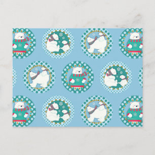 Carte Postale Motif d'ours polaires - Vacances d'hiver mignonnes