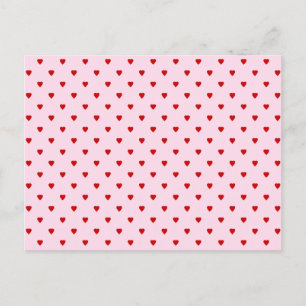 Carte Postale Motif doux de coeur rouge sur rose.