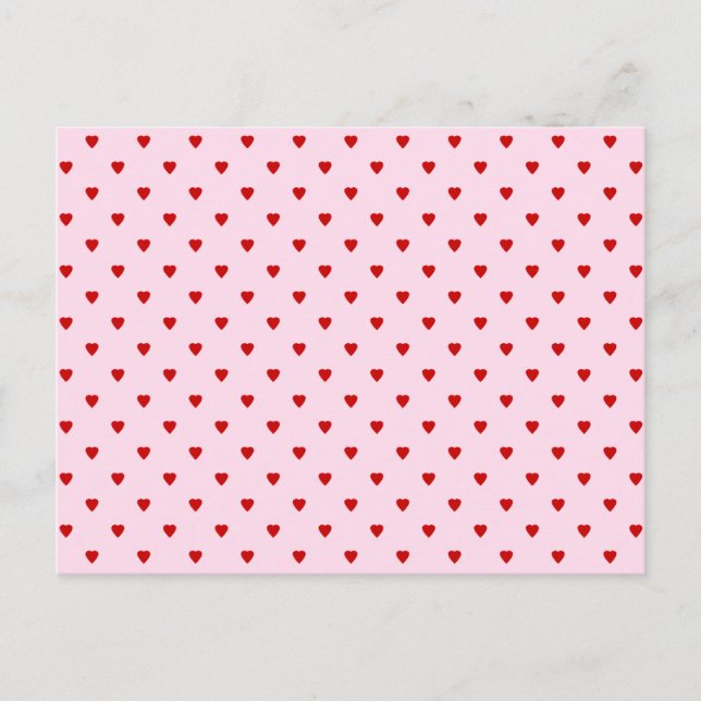 Carte Postale Motif doux de coeur rouge sur rose. (Devant)