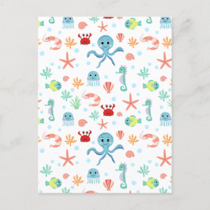 Carte Postale Motif du monde marin