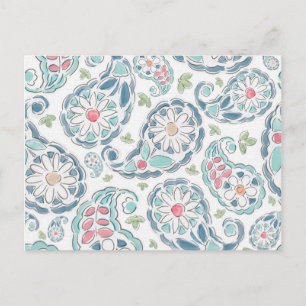 Carte Postale Motif du printemps Paisley