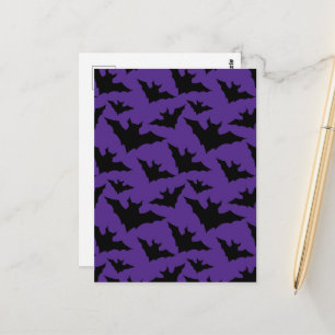 Carte Postale Motif effrayant et cool de chauves-souris noires p