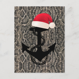 Carte Postale motif élégant en peau de SERPENT - ANCRE + CHAPEAU