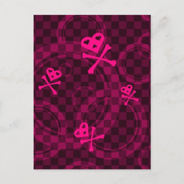 Carte Postale Motif Emo Rose Avec Cercles (Devant)