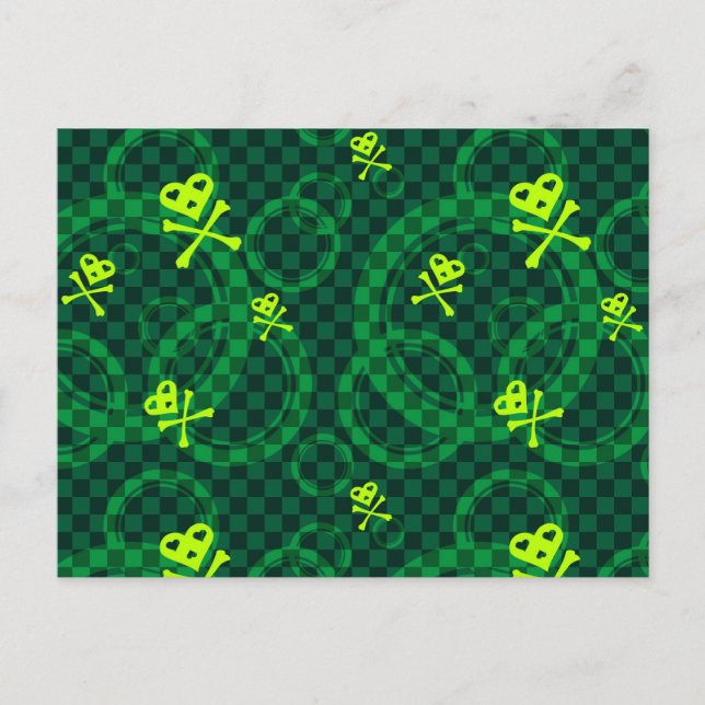 Carte Postale Motif emo vert avec cercles (Devant)