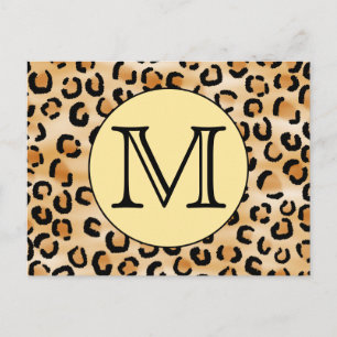 Carte Postale Motif Empreinte de léopard Monogram personnalisé.