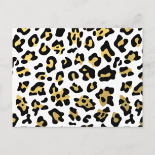 Carte Postale Motif Empreinte de léopard noir Faux Gold Foil