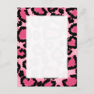 Carte Postale Motif Empreinte de léopard rose et noir.