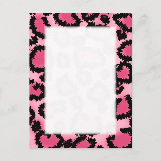 Carte Postale Motif Empreinte de léopard rose et noir. (Devant)