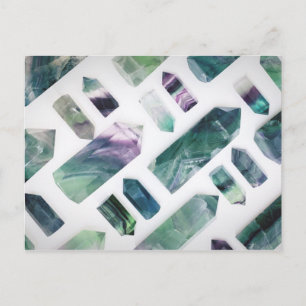 Carte Postale Motif en cristal Fluorite vert tendance