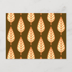 Carte Postale Motif en feuille de hêtre - orange et brun