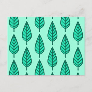 Carte Postale Motif en feuille de hêtre - Turquoise et aqua