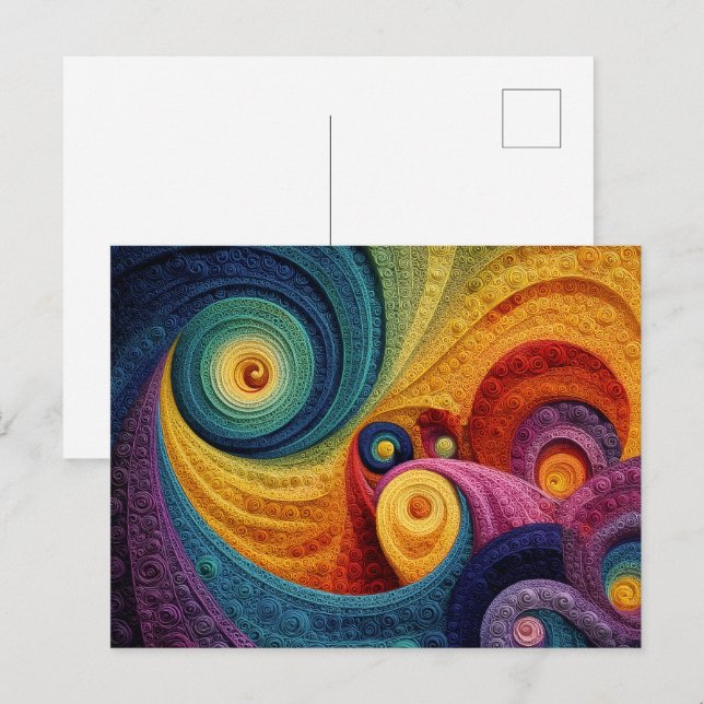 Carte Postale Motif en spirale abstrait Texture de tourbillon 3D (Devant / Derrière)