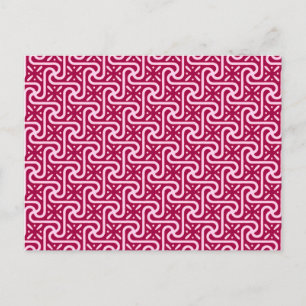 Carte Postale Motif en tuiles égyptiennes, bordeaux et rose