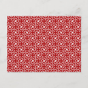 Carte Postale Motif en tuiles égyptiennes, rouge foncé et blanc