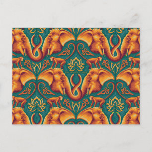 Carte Postale Motif Exotique Tapisserie Safari - Le Lotus Blanc