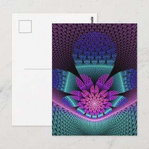 Carte Postale Motif Fantastique De Fleur Fractale Colorée Inhabi