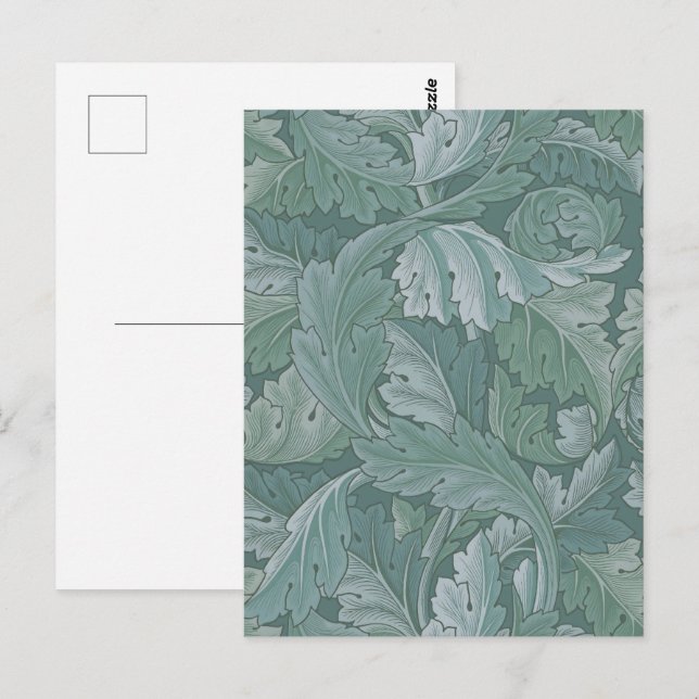Carte Postale Motif feuille d'acanthe bleu sarcelle de William M (Devant / Derrière)