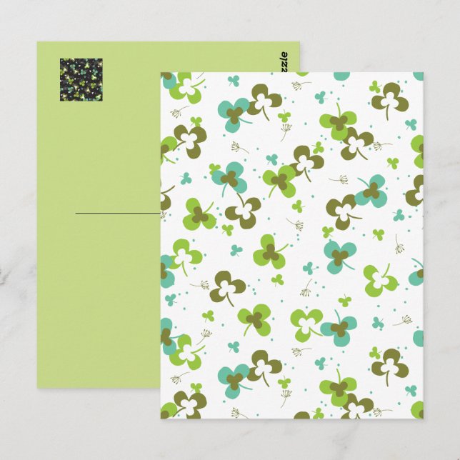 Carte postale Motif Feuille de Happy Green Clover (Devant / Derrière)