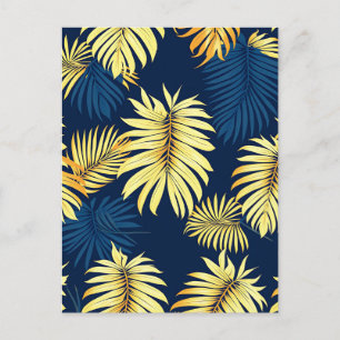 Carte Postale Motif feuille de palmier en or de luxe sur fond tr