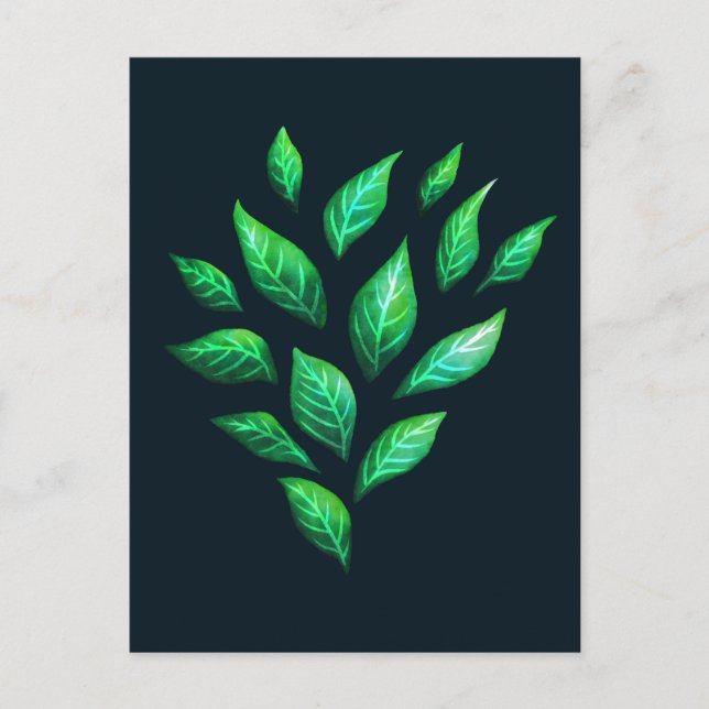 Carte Postale Motif Feuille vert foncé Abstrait (Devant)