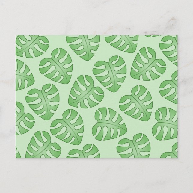 Carte Postale Motif Feuille verte, Feuilles Monstera. (Devant)
