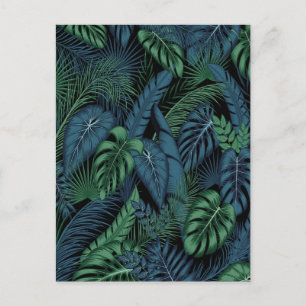 Carte Postale Motif Feuilles Tropicales de Minuit