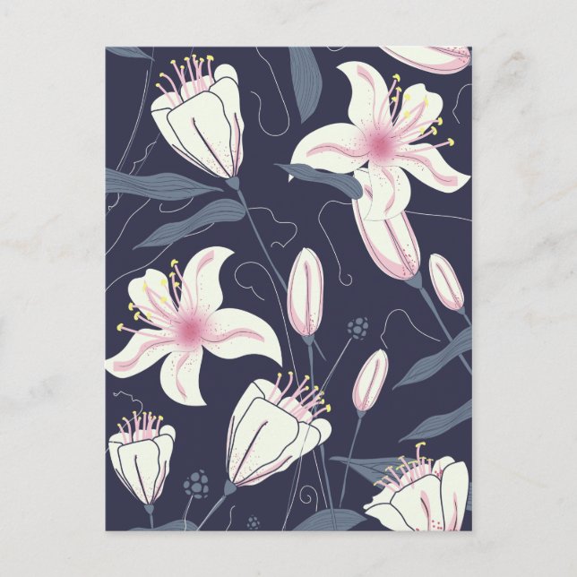 Carte Postale Motif Fleurs Vintage (Devant)