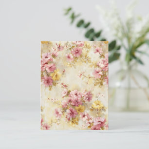 Carte Postale Motif floral à l'aquarelle vintage