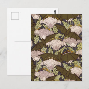 Carte Postale Motif floral Art nouveau vintage avec chauve-souri