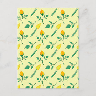 Carte Postale Motif floral avec rose jaune et fleurs de tulipe