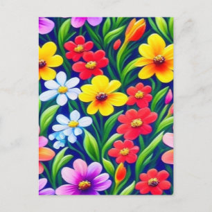 Carte Postale Motif floral coloré