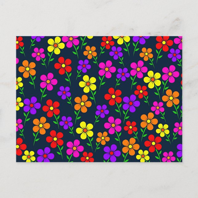 Carte Postale Motif floral coloré (Devant)