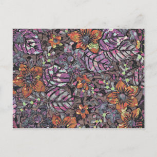 Carte Postale Motif floral de couleurs pastel, art numérique rom
