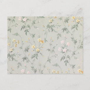 Carte Postale Motif floral de fleurs sauvages vert sauge vintage