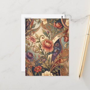 Carte Postale Motif floral de kimono décoratif