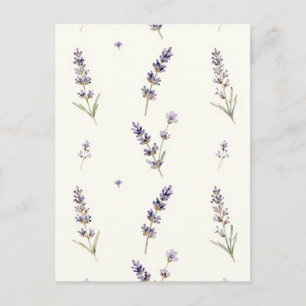 Carte Postale Motif floral délicat de lavande à l'aquarelle