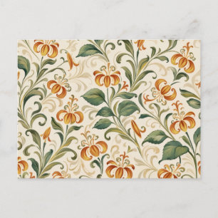 Carte Postale Motif floral élégant de lys orange vintage