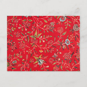 Carte Postale Motif floral joyeux en rouge vif,
