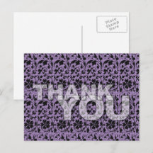Carte postale motif floral Merci Violet
