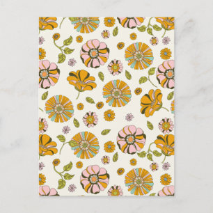 Carte Postale Motif floral rétro des années 70