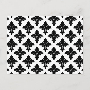 Carte Postale Motif floral rétro noir et blanc