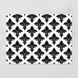 Carte Postale Motif floral rétro noir et blanc
