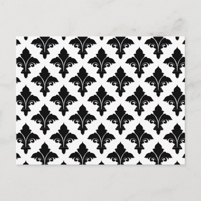 Carte Postale Motif floral rétro noir et blanc (Devant)