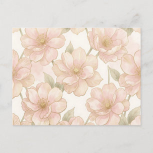 Carte Postale Motif floral rose poudré or