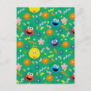 Carte Postale Motif floral vert de Sesame Street